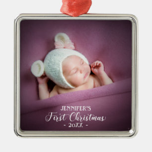 Baby First Christmas Photo Metal Tree Decoration