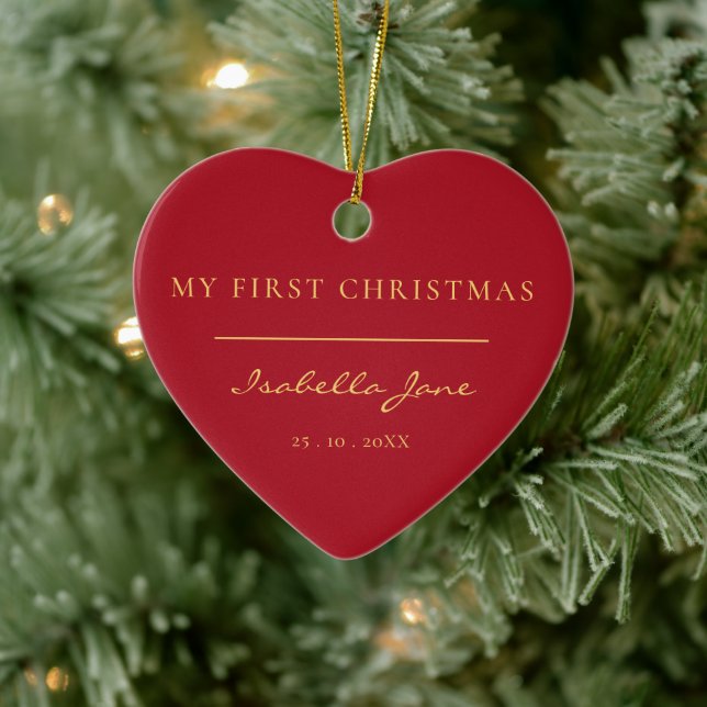 Baby First Christmas Photo Modern Script Ornament (Tree)