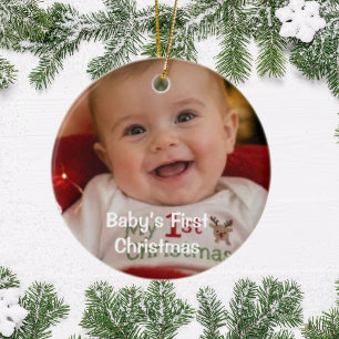 Baby First Christmas Photo Name Year  Ceramic Tree Decoration