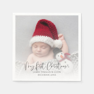 Baby First Christmas Photo Overlay & Quote Napkin