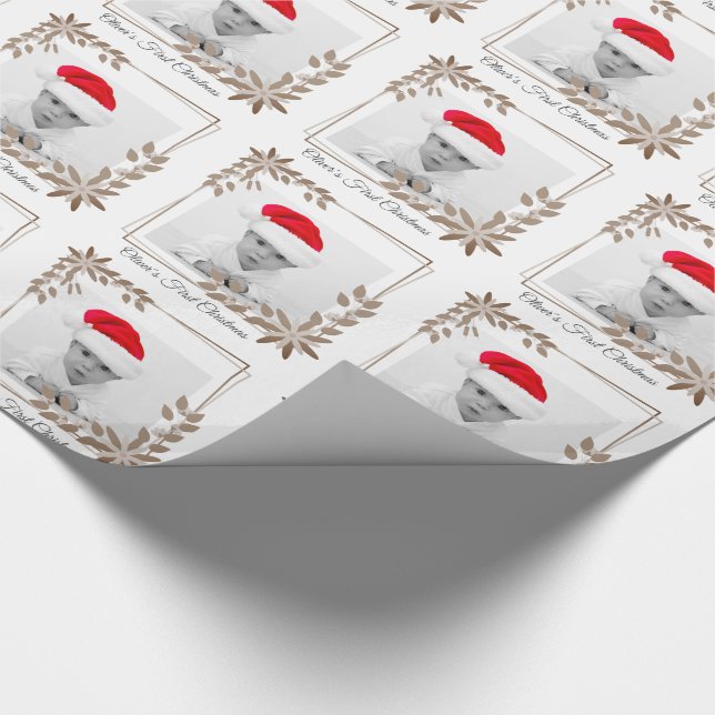 BABY FIRST  CHRISTMAS PHOTO PORTRAIT GIFT WRAPPING WRAPPING PAPER (Corner)