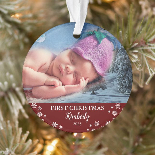 Baby first Christmas photo snowflakes Ornament (Tree)