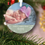 Baby first Christmas photo snowflakes Ornament<br><div class="desc">Baby first Christmas photo holiday ornament.
You can add your own photos and name to personalise.</div>