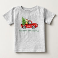 Baby First Christmas Red Truck Tree Moose Grey