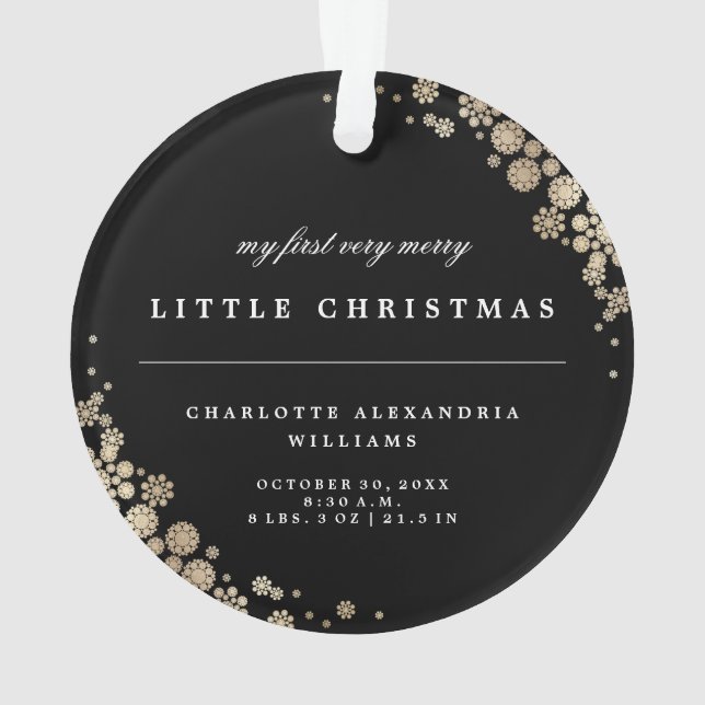 Baby First Christmas Snowflakes Photo Ornament (Back)