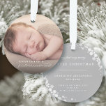 Baby First Christmas Snowflakes Stylish Chic Photo Ornament<br><div class="desc">Baby's First Christmas Whimsical Classic Calligraphy, Elegant And Stylish White Snowflakes Photo Ornament. Designed / original artwork by fat*fa*tin. Easy to personalise with your own text message, name, photo, or image. More editing features are available on the 'edit design' page. ·················································································································· www.zazzle.com/fat_fa_tin ······································································· www.zazzle.com/fatfatin_blue_knot ······································································· www.zazzle.com/fatfatin_red_knot ······································································· www.zazzle.com/color_therapy ······································································· www.zazzle.com/fatfatin_box...</div>