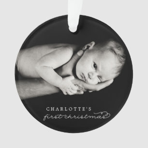 Baby First Christmas Snowflakes Stylish Chic Photo Ornament