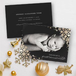 Baby First Christmas Winter Snowflakes Photo Card
