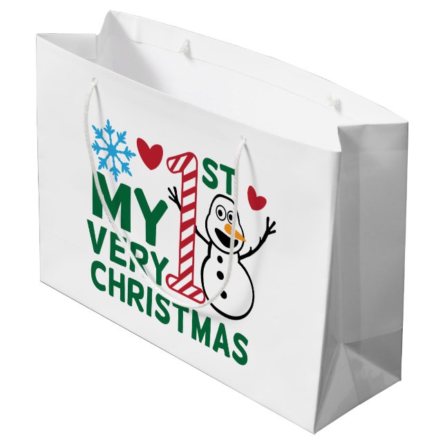 Baby first Christmas word art Large Gift Bag (Back Angled)