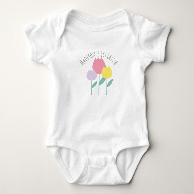 Baby First Easter Spring Tulips Baby Bodysuit (Front)