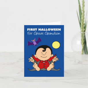 Baby First Halloween Great Grandson Vampire Bat Holiday Card