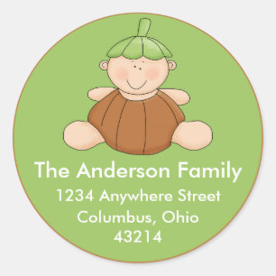 Baby First Halloween Little Pumpkin Round Address Classic Round Sticker
