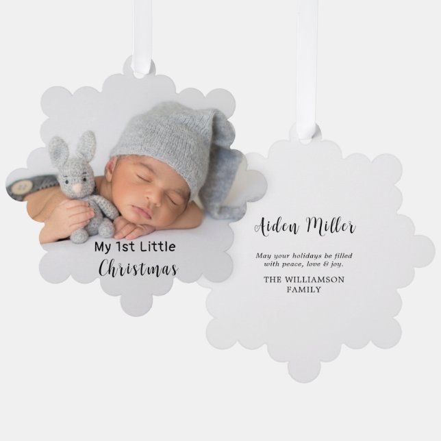 Baby First Little Christmas Photo  Tree Decoration Card (Front/Back)