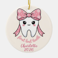 Baby First Tooth Pink Bow Milestone Kawaii Tooth