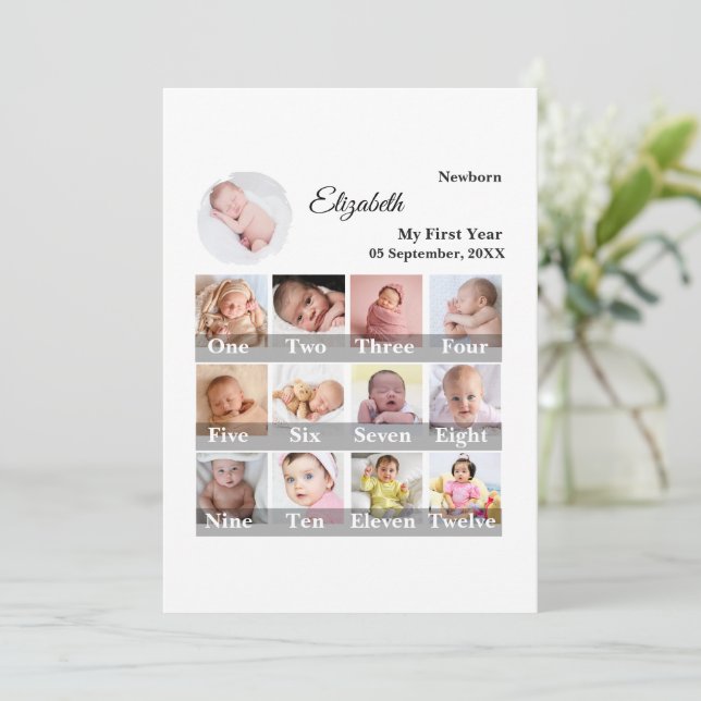 Baby First Year 12 Month Photo Collage  Milestone (Standing Front)