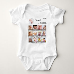 Baby First Year 12 Month Photo Collage Milestone Bodysuit