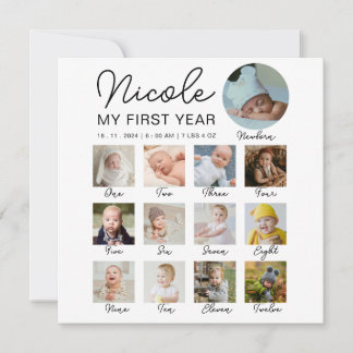 Baby First Year 12 Months Photo Collage Modern
