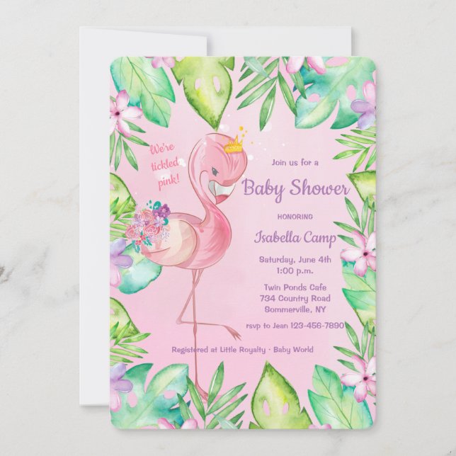 Baby Flamingo Baby Shower Invitation (Front)