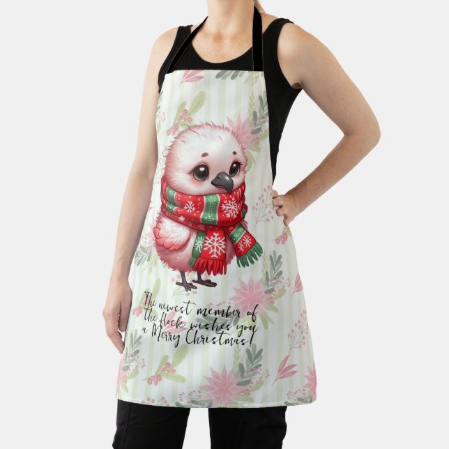 Baby Flamingo Chick Wishing You A Merry Christmas Apron (Insitu)
