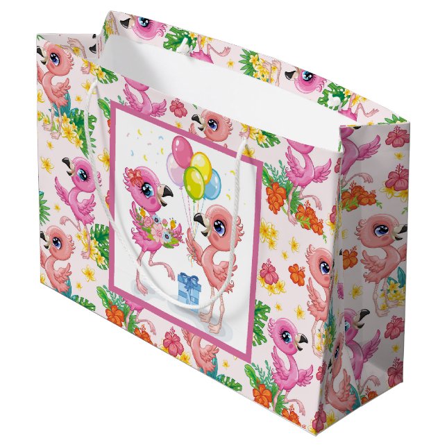 Baby Flamingo Party Large Gift Bag (Back Angled)