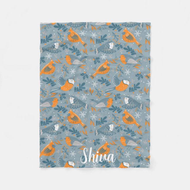 baby fleece Woodland birds fleece blanket (Front)