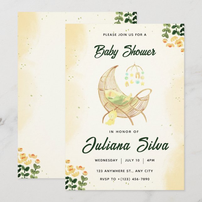Baby Floral Baby Shower Invitation (Front/Back)