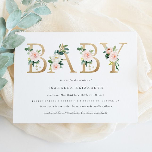 Baby Floral Baptism Invitation (Creator Uploaded)
