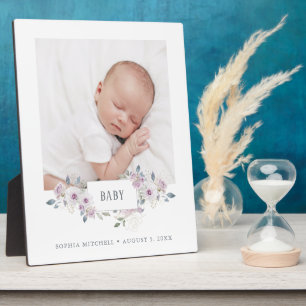 Baby   Floral Embellished Newborn Photo Plaque