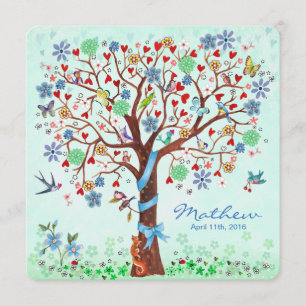 Baby Flower Tree of Life Birth Announcement Boy