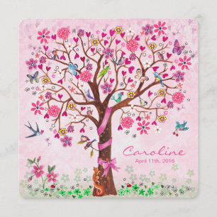 Baby Flower Tree of Life   Birth Announcement Girl