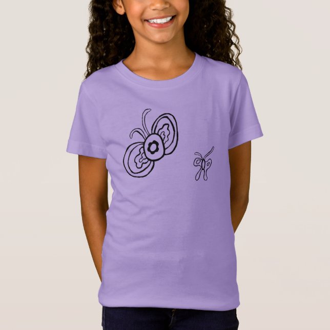 Baby Flutterfly B&W Doodle T-Shirt (Front)