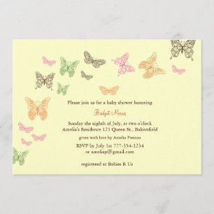 Baby Flutters Shower Invitation yellow