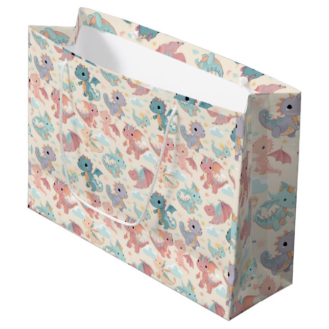 Baby flying dragons large gift bag (Front Angled)