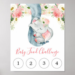 Baby food challenge sign elephant baby shower