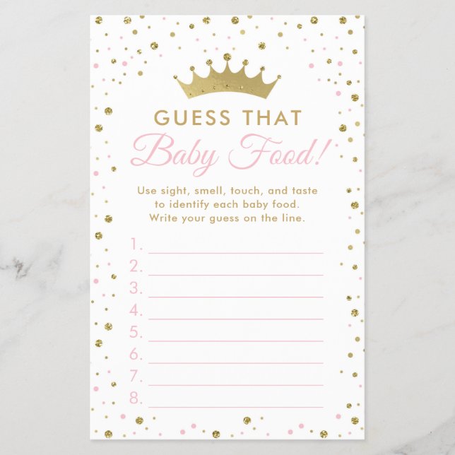 Baby Food Guessing Baby Shower Game Flyer (Front)
