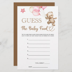 Baby food teddy bear baby shower game