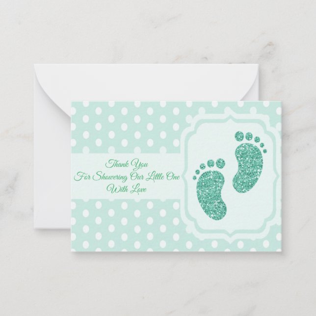 Baby Foot Polka Dots Thank You Card (Front)