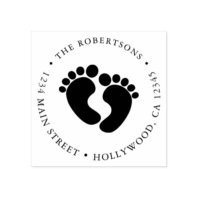 Baby Foot Print Return Address Rubber Stamp (Imprint)