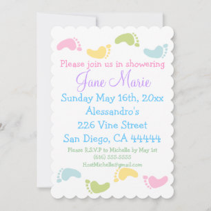 Baby Foot Prints Baby Shower Invitations