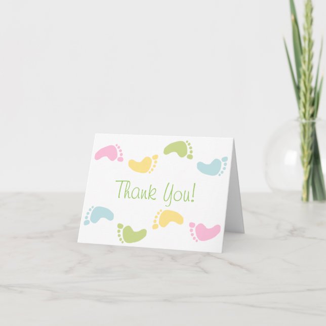 Baby Foot Prints Baby Sprinkle Thank You Cards (Front)