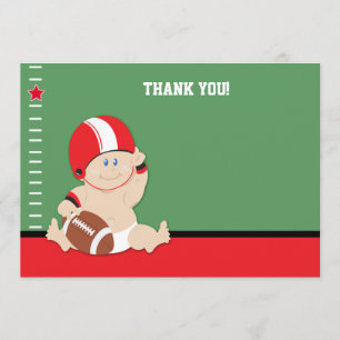 Baby Football Player (Red/Black) Flat Thank you Card