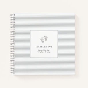 Baby Footprint Grey Stripes   Simple Baby Book