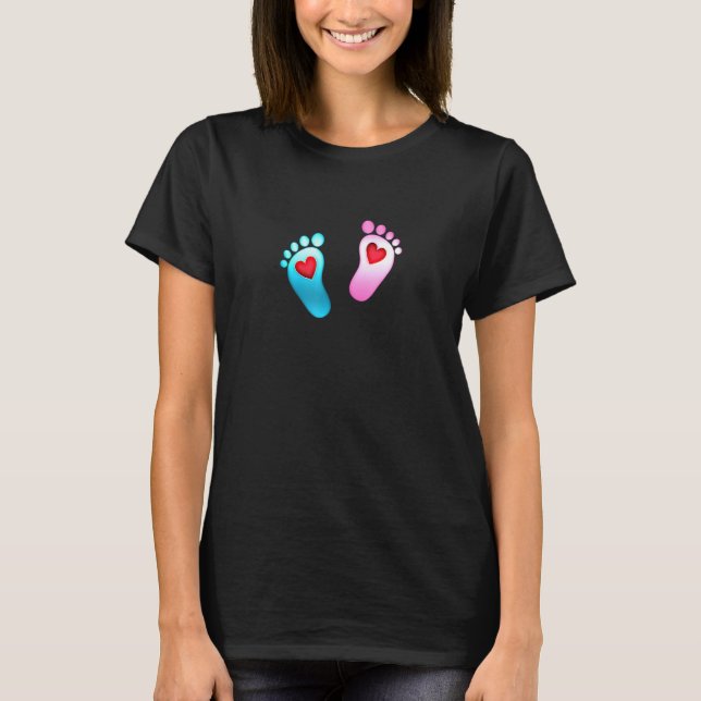 Baby Footprint Love Heart Foot Feet Boy Girl Valen T-Shirt (Front)