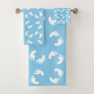 Baby Footprints, Babies Foot, Footsteps, Blue, Boy Bath Towel Set