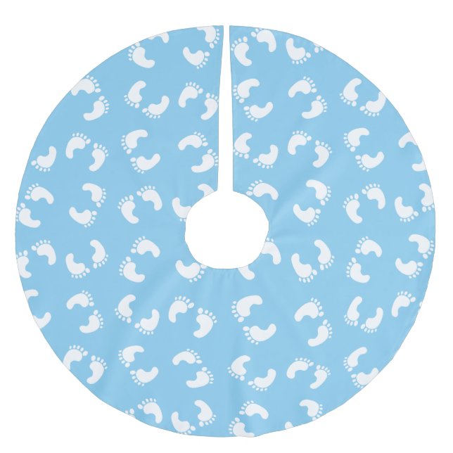 Baby Footprints, Babies Foot, Footsteps, Blue, Boy Brushed Polyester Tree Skirt (Front)