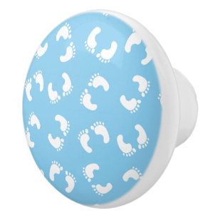 Baby Footprints, Babies Foot, Footsteps, Blue, Boy Ceramic Knob