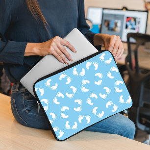 Baby Footprints, Babies Foot, Footsteps, Blue, Boy Laptop Sleeve