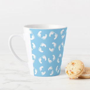 Baby Footprints, Babies Foot, Footsteps, Blue, Boy Latte Mug