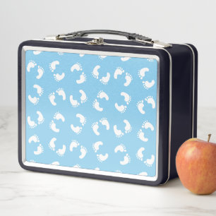 Baby Footprints, Babies Foot, Footsteps, Blue, Boy Metal Lunch Box