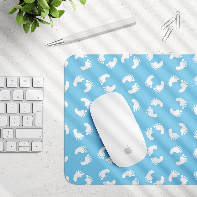 Baby Footprints, Babies Foot, Footsteps, Blue, Boy Mouse Mat (Creator Uploaded)